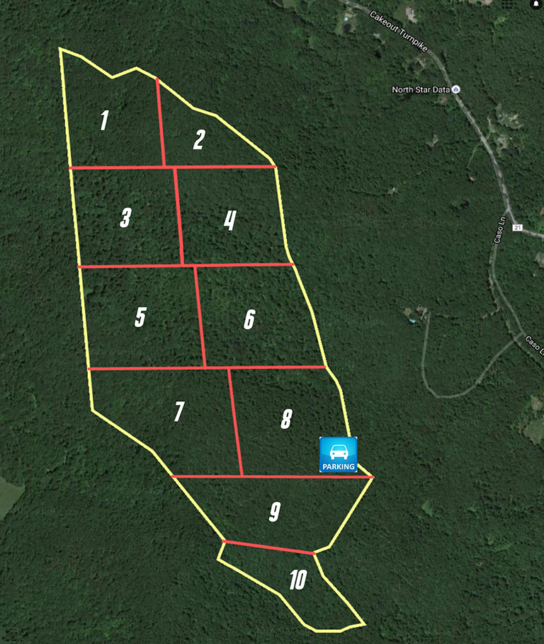 A map of the area with numbers 1 through 9.