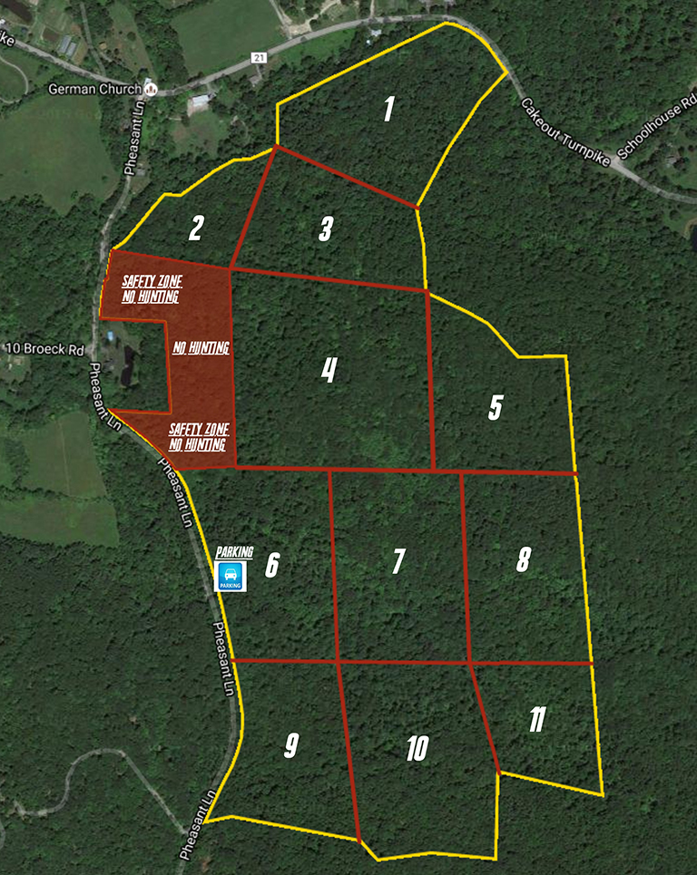 A map of the various areas in which there are many different trees.